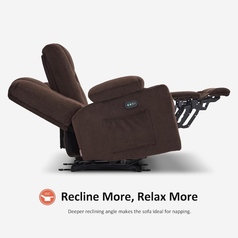 MCombo Electric Power Reclining Sofa with Massage and Lumbar Heat, Fabric 6015/6025/6035/6045