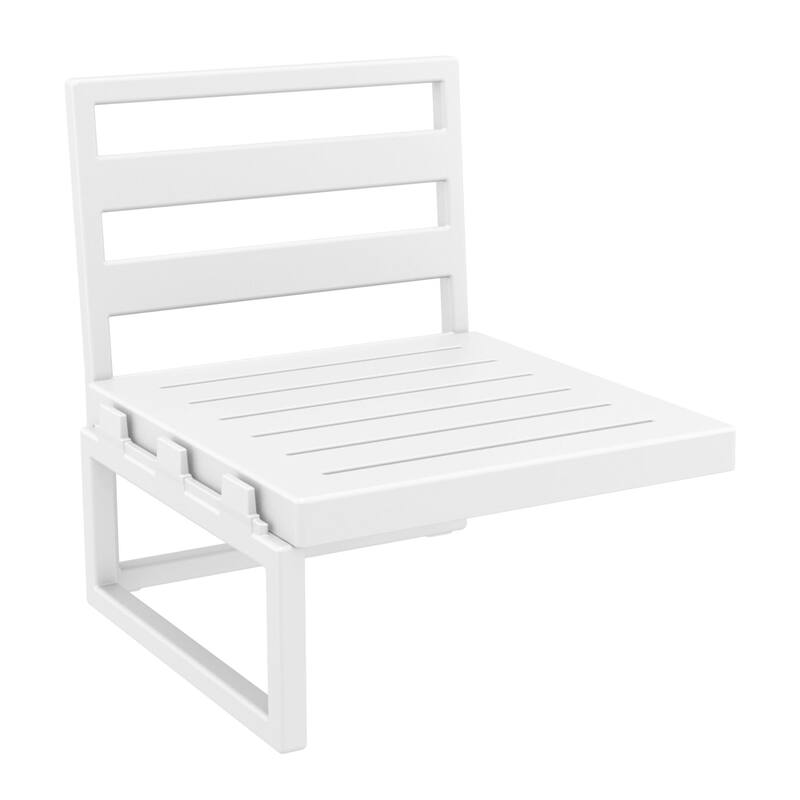 30" White Outdoor Patio Extension Lounge Chair with Natural Sunbrella Cushion