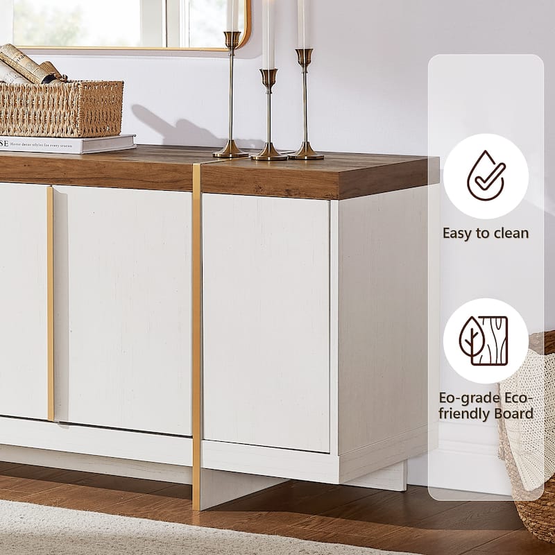 Modern 70" TV Stand, Entertainment Center, Handle-Free Hidden Design