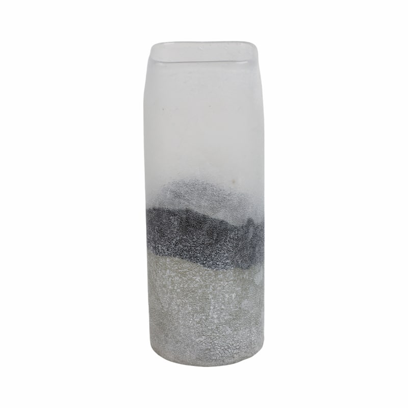 Glass Vase with Sleek Cylindrical Design and Frosted Modern Aesthetic