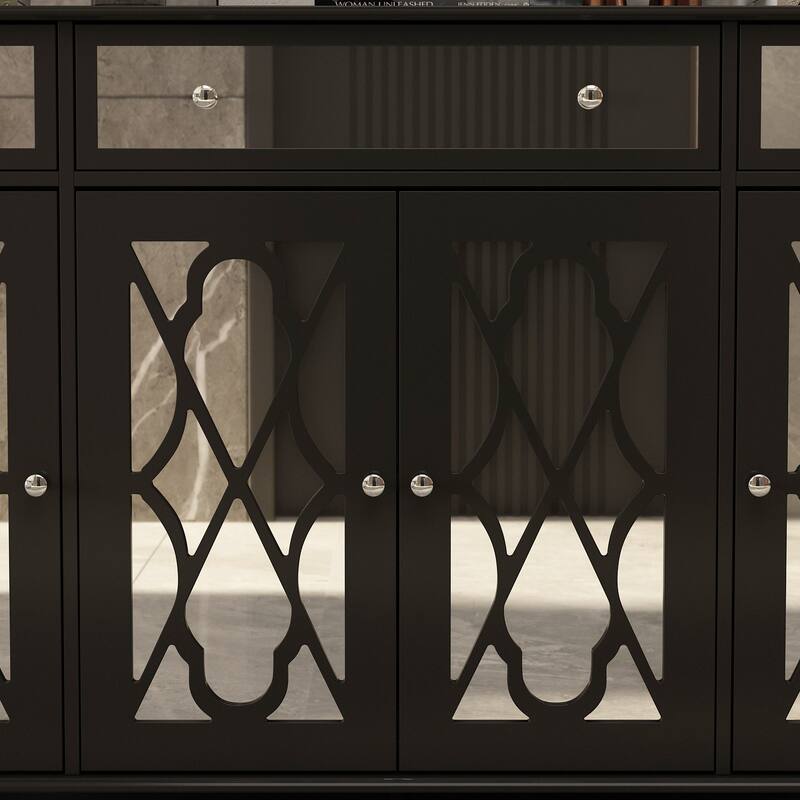 Timechee 55.1'' Accent Storage Cabinet Mirror Sideboard Buffet Cabinet