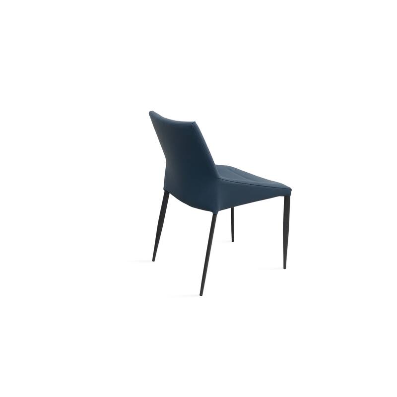 HomeRoots Set of Two Navy Blue and Black Faux Leather and Metal Dining Side Chairs - 20.00 in. x 32.00 in. x 24.00 in.