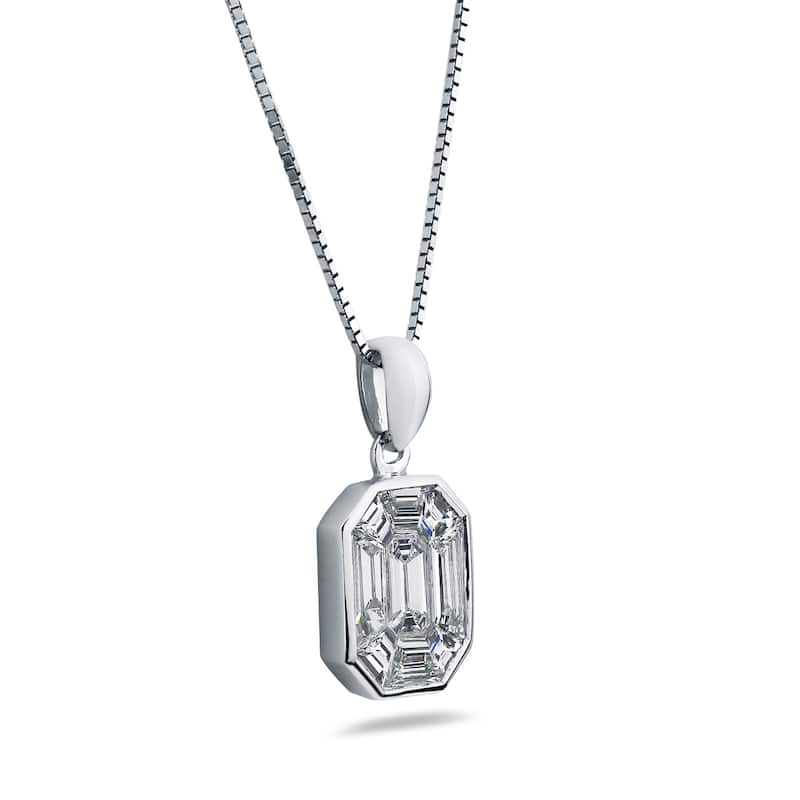Auriya 14k Gold 9/10ctw Emerald-cut Diamond Necklace (G-H, VS1-VS2)
