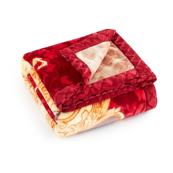 Printed Floral Fluffy Soft Warm Korean Style 2 Ply Plush Printed Floral Fluffy Soft Warm Korean Style 2 Ply Plush