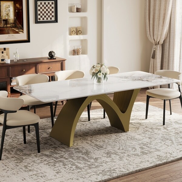 Modern Rectangular Dining Table, Sintered Stone Table-top, N
