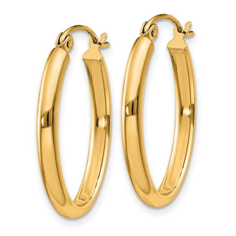 Curata 14k Yellow Gold Polished Oval Tube Hoop Earrings - 23.5x16.6mm