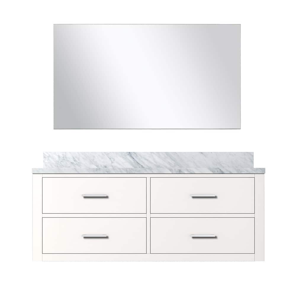 Castor Bath Vanity with Carrara Marble Top, Sink and Mirror