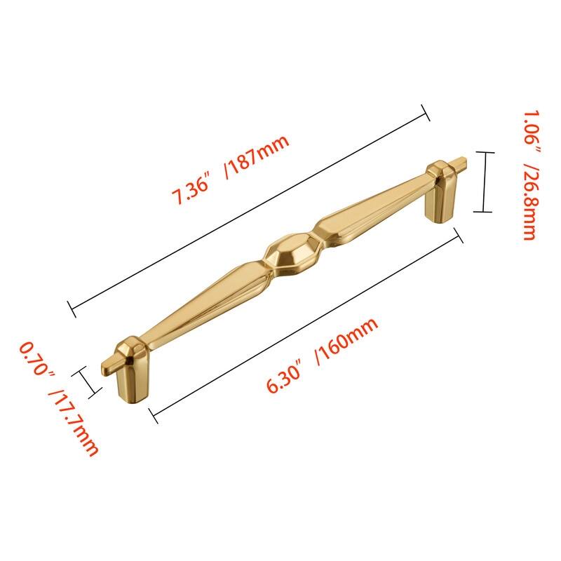 Utopia Alley Hanover Pull Handle-Polished Gold Drawer Drop Pull Handles, 6.3" Center to Center