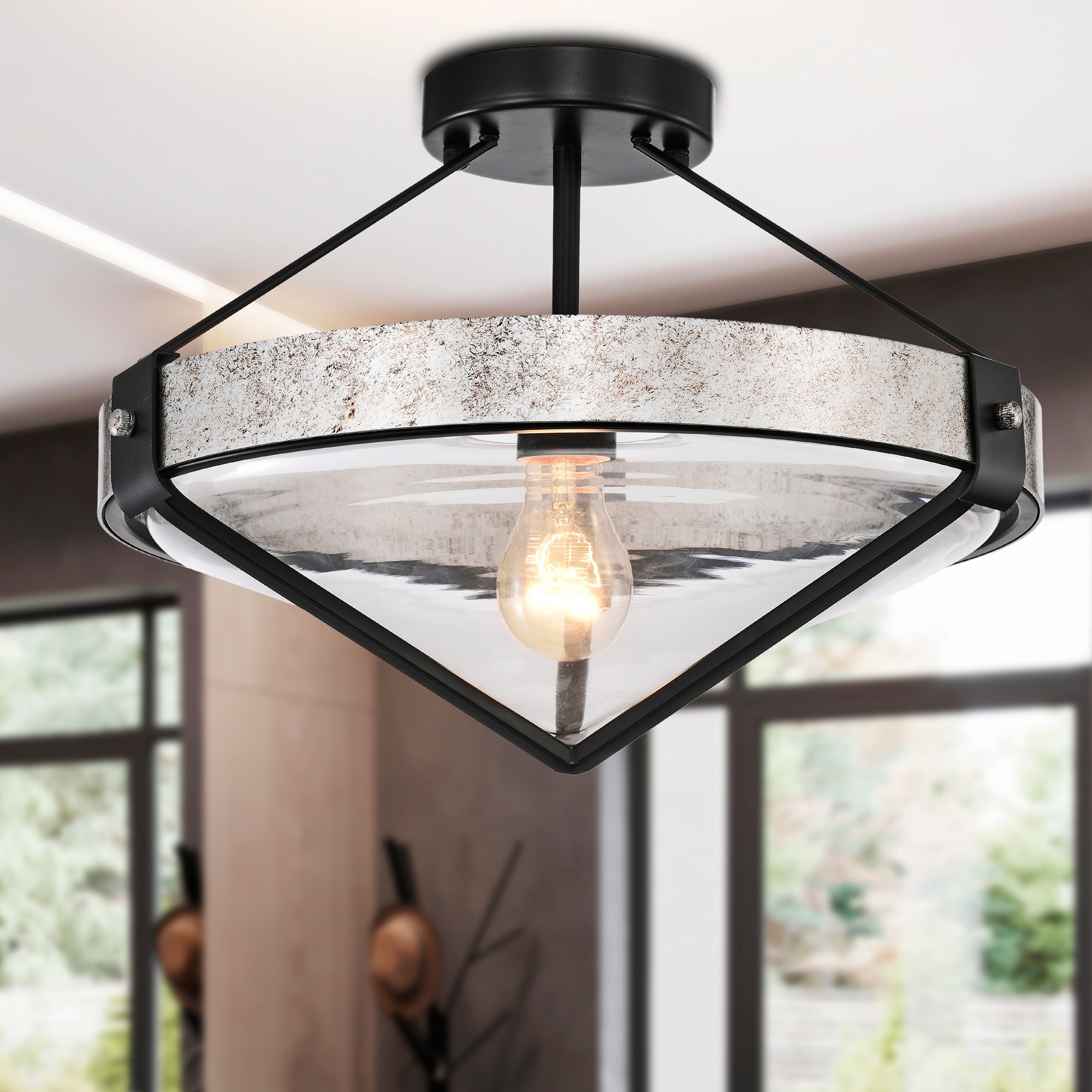 Pantalea Glass Semi Flush Mount Gracie Oaks CR01510