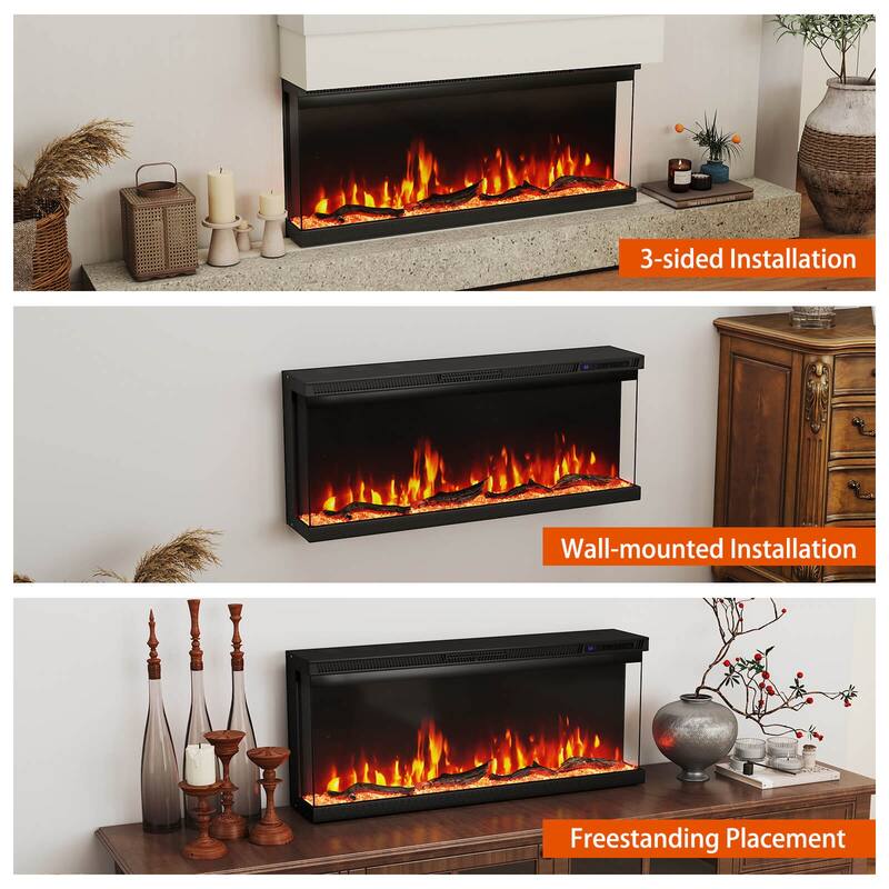 Costway 40" Wide 3-Sided Electric Fireplace Insert with Remote Control - See Details