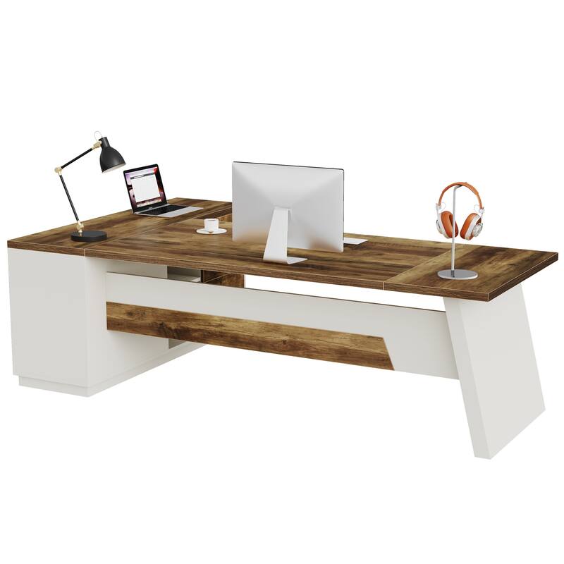 78.7-Inch L-Shaped Executive Desk Computer Desk with File Cabinet