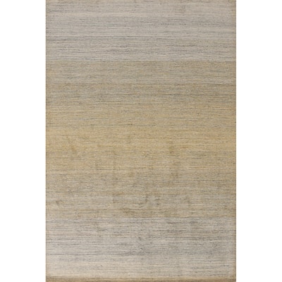 Contemporary Modern Indian Area Rug Stripe Hand-Tufted Wool Carpet - 5'3" x 7'7"