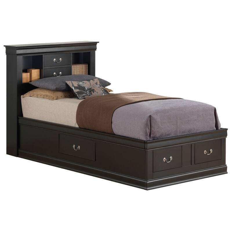 Glory Furniture Louis Phillipe Storage bed - Black - Twin