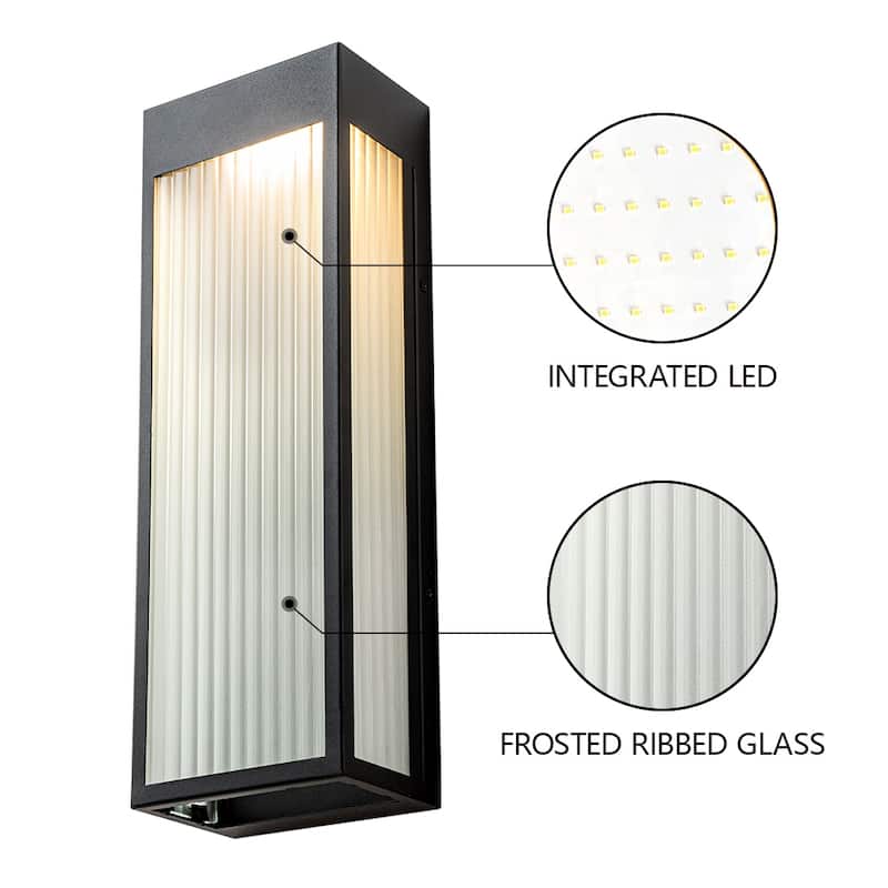 18" Outdoor LED Wall Light with Frosted Glass