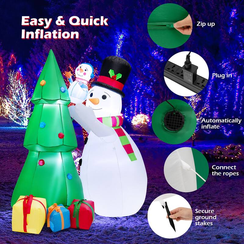 Costway 6 FT Tall Inflatable Snowman and Tree Set Christmas Decoration - See Details