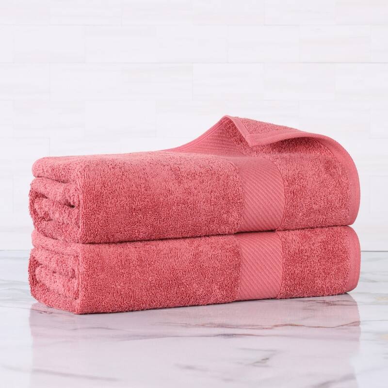 Superior Luxury Solid Highly Absorbent Egyptian Cotton Bath Sheet Towel - (Set of 2) - Sandy Rose