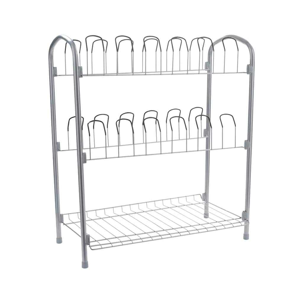 Organize It All 12 Pair Floor Shoe Rack with Shelf - 23.25 x 13.25 x 26.50