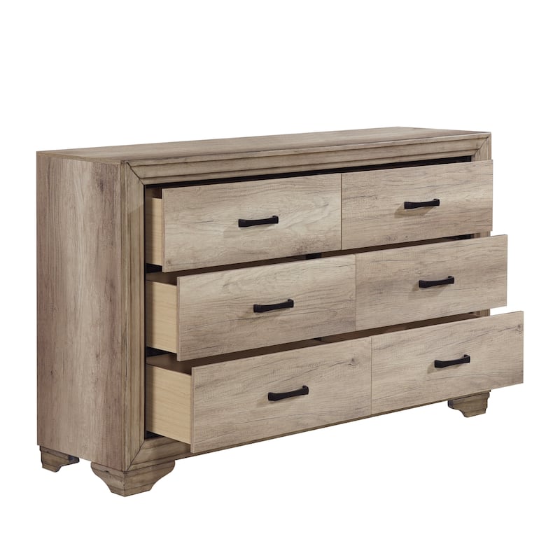 Dresser w Black Hardware Bedroom Furniture Rustic Contemporary Design