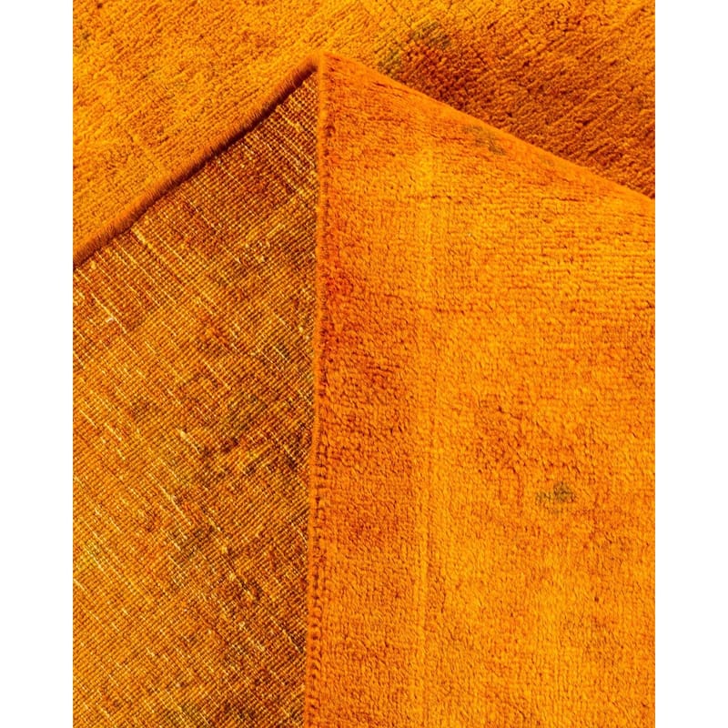 Overton Handknotted Wool Vintage Inspired Contemporary Overdyed Yellow Area Rug - 15' 9" x 12' 3"