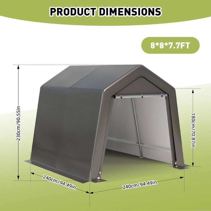 Portable Shed, Outdoor Storage Shelter, Heavy Duty Waterproof Storage Tent Sheds with Roll-up Zipper Door