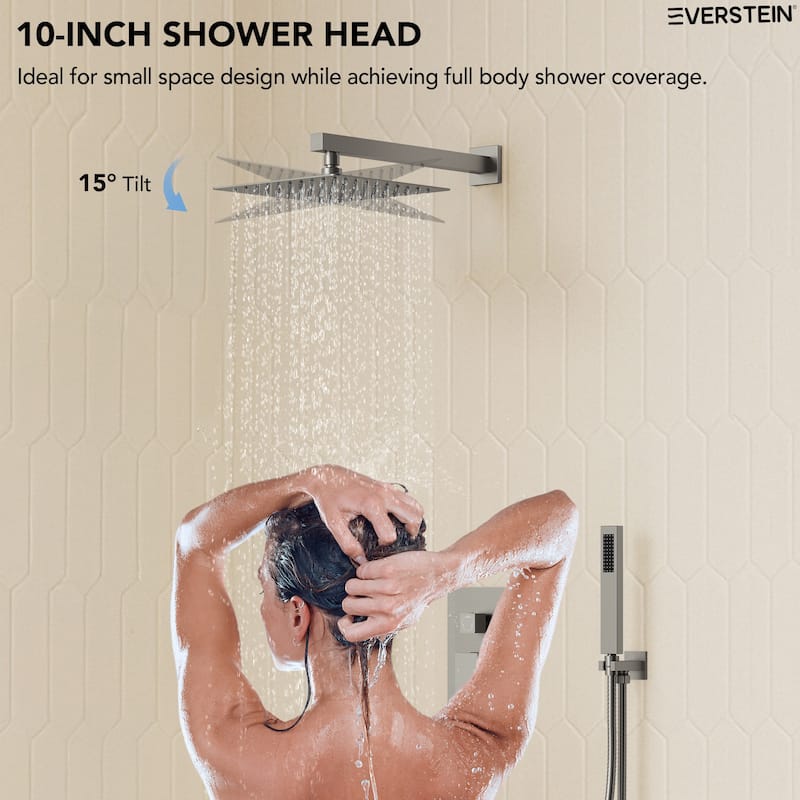 Wall Mounted Shower System Bathtub Facuet Set, High-Pressure 10" Rain Shower Head with Handheld