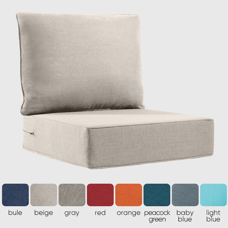 Outdoor Deep Seat Cushion Set 24 x 24 x 6 Inch - Beige - 6 Inch