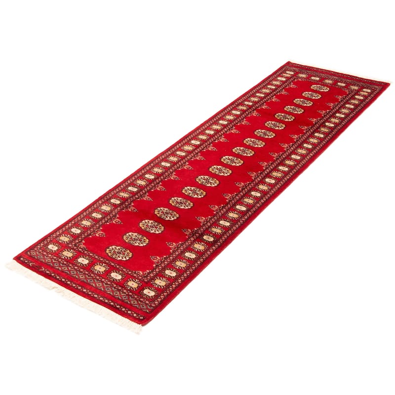 ECARPETGALLERY Hand-knotted Finest Peshawar Bokhara Red Wool Rug - 2'9 x 9'10