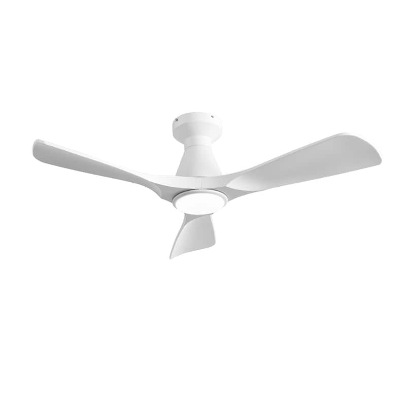 Ceiling Fans with Lights and APP: Flush Mount Low Profile Ceiling Fan for Bedroom - Dimmable Indoor Outdoor Fan - White - 42in