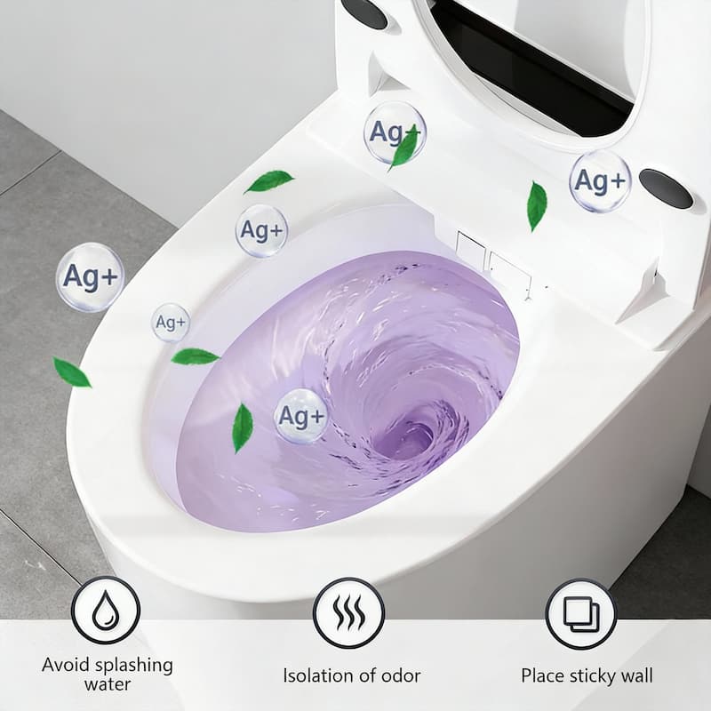 Smart Toilet Heated Seat, Warm Air Dryer, UV-C Sterilization, Auto Flush & Remote Control, One-Piece Intelligent Toilet