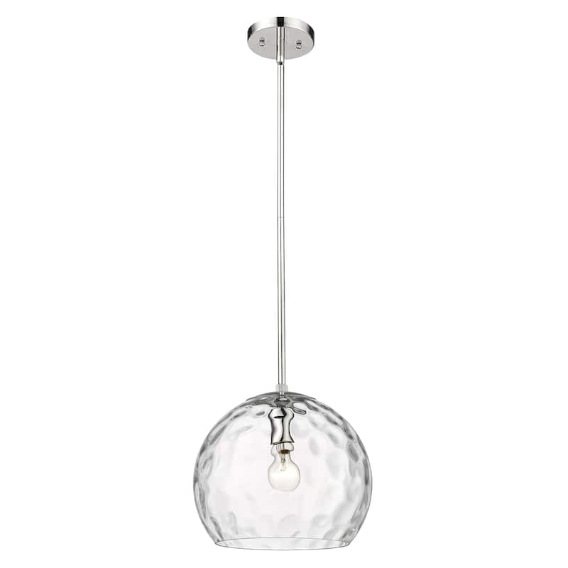 Mackenzie 1-light Polished Nickel Pendant w/ Rippled Water Glass