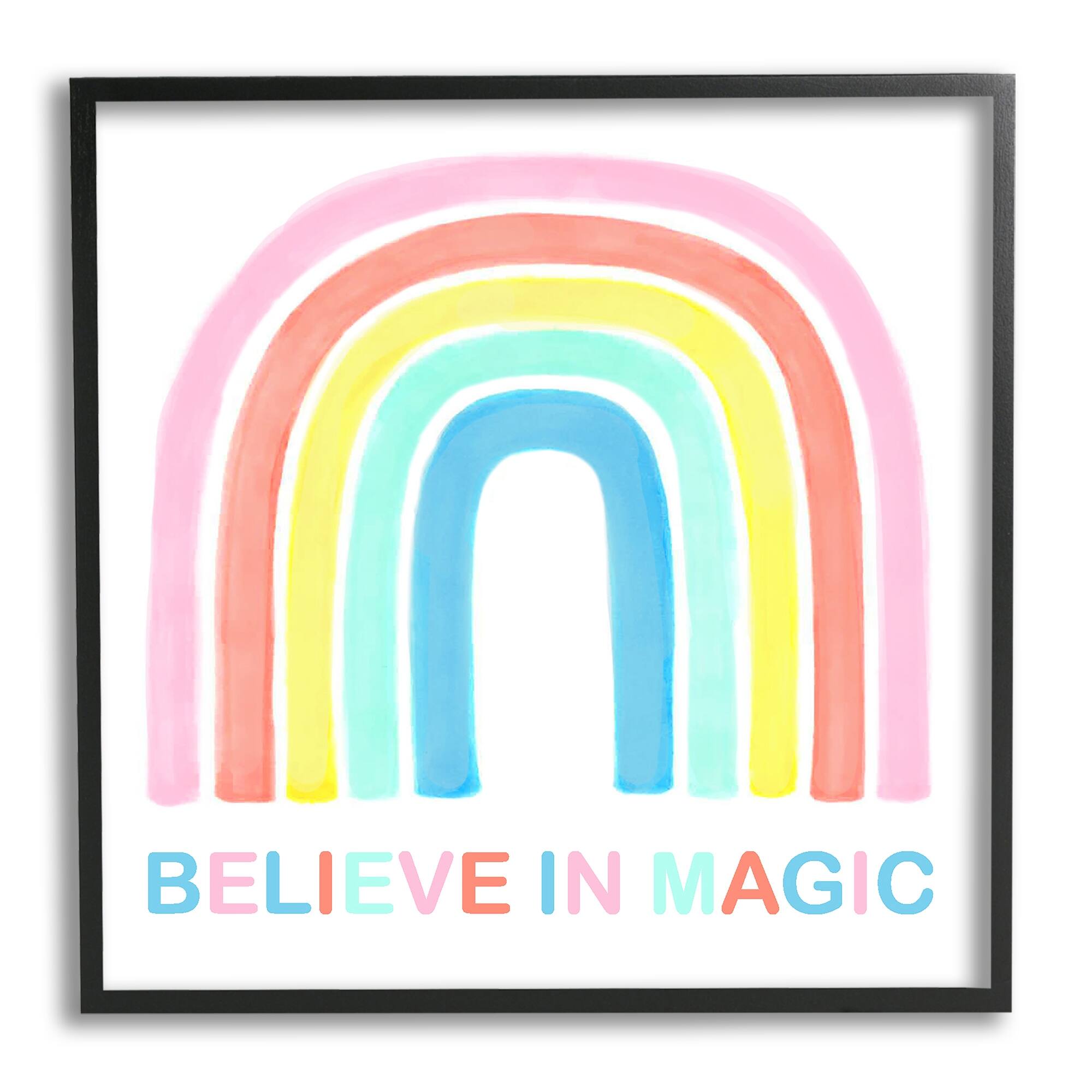 Stupell Industries Believe In Magic Phrase Children's Vibrant Pastel  Rainbow Framed Wall Art - Multi-Color - Overstock - 35295781