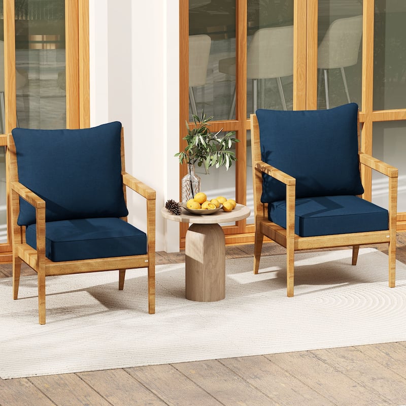 Deep Seat Chair Cushions with Backrest and Tie Belts for Patio or Home - 25" x 25" x 6"