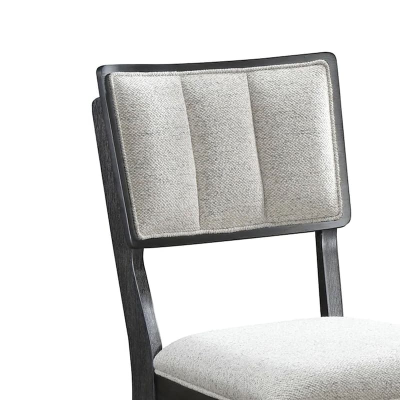 Kliu Counter Height Chair Set of 2, Light Gray Fabric, Black Wood Frame