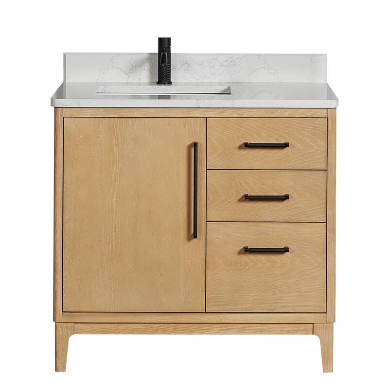 Gara Single Bath Vanity with Composite Stone Top without Mirror