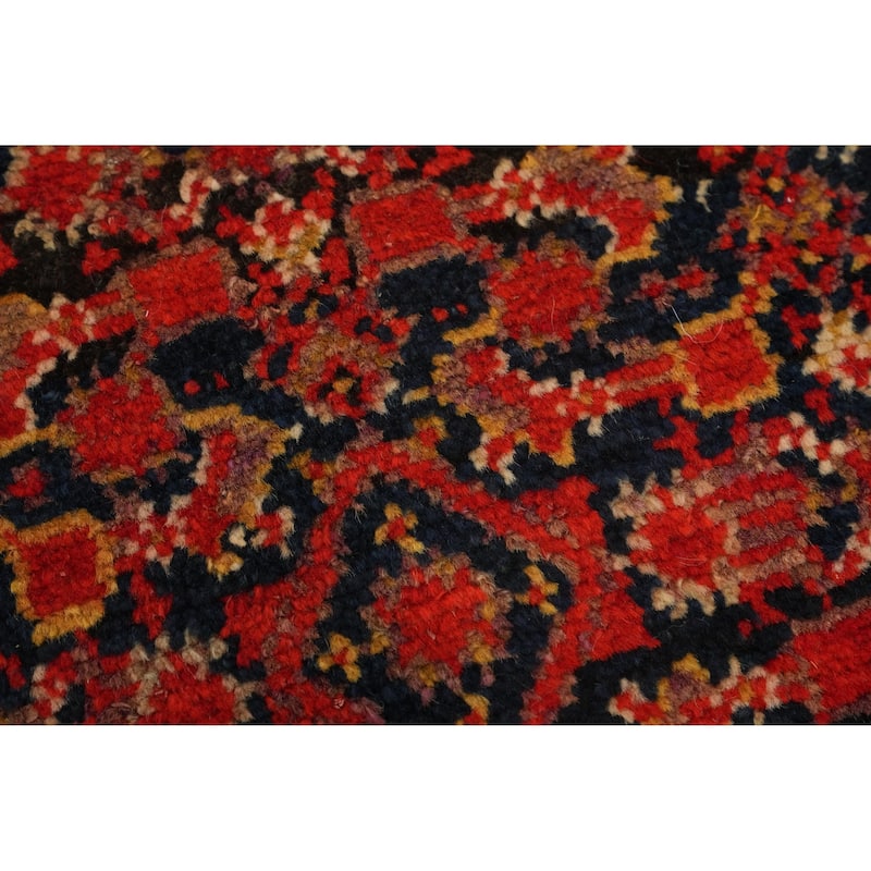 Hand Knotted Oriental 100% Wool Carpet Traditional Geometric Oranges & Rust Malayer Runner Rug - 12' 3'' X 3' 7''