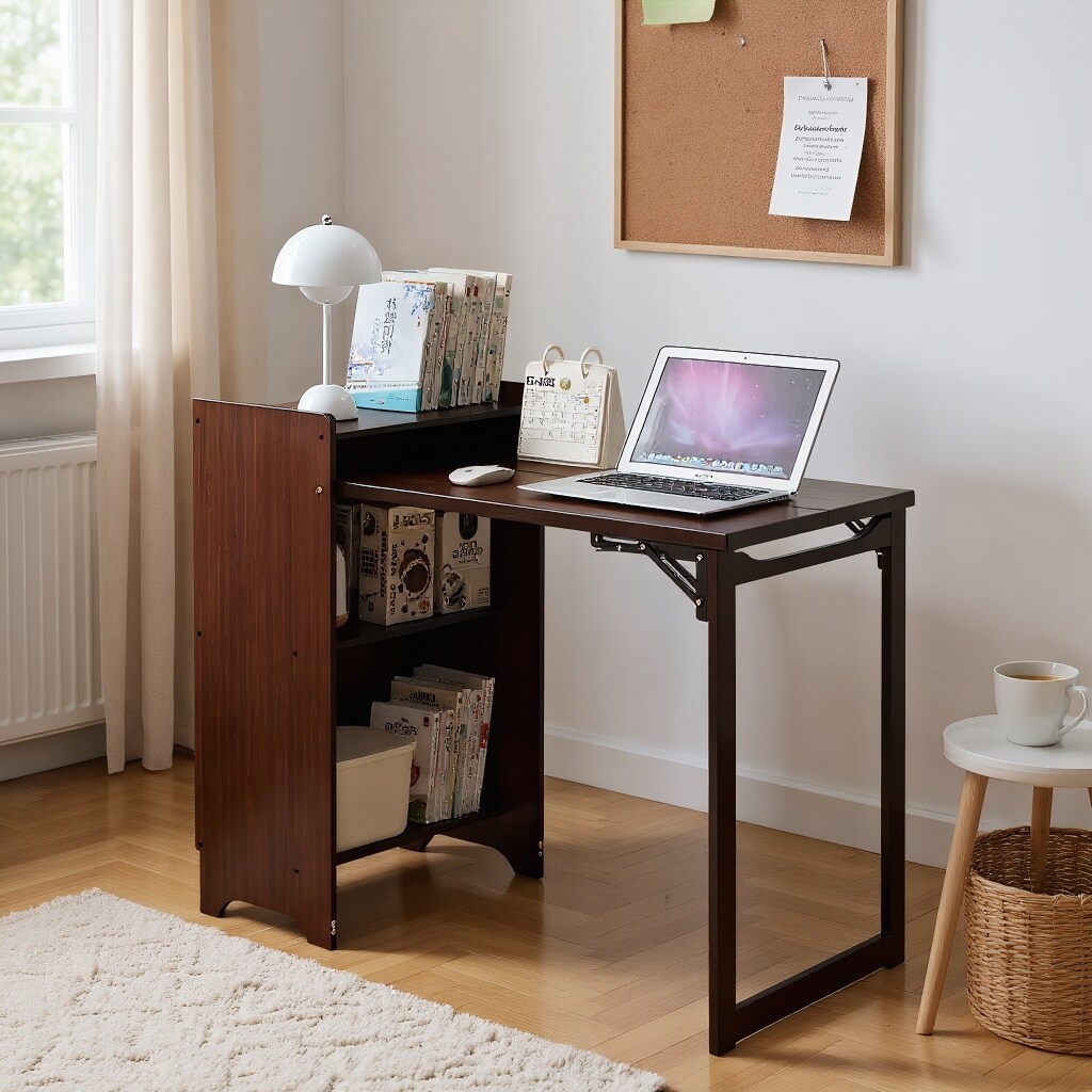 Bamboo Folding Desk, Foldable Desk for Small Space, Computer Desk