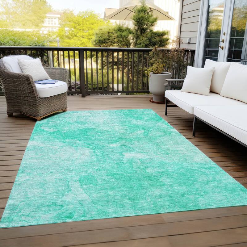 Machine Washable Indoor/ Outdoor Chantille Abstract Watercolor Rug