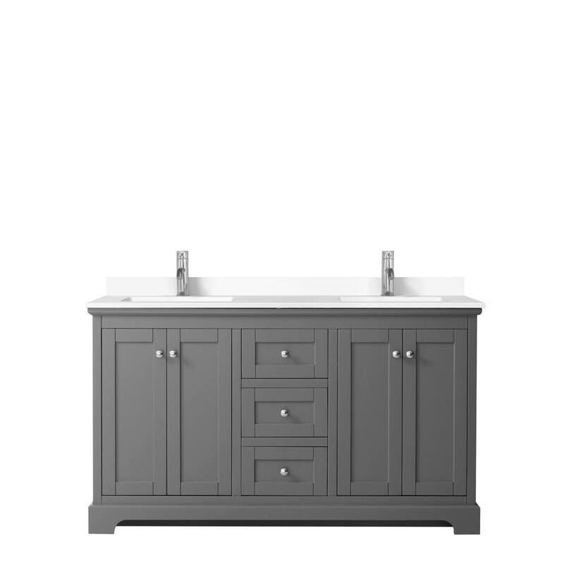 Avery 60 Inch Double Vanity, Cultured Marble Top