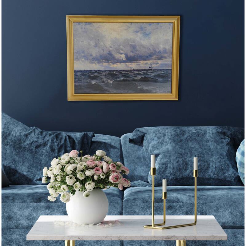Nautical Wall Art with Gold Wood Frame and Glass Cover
