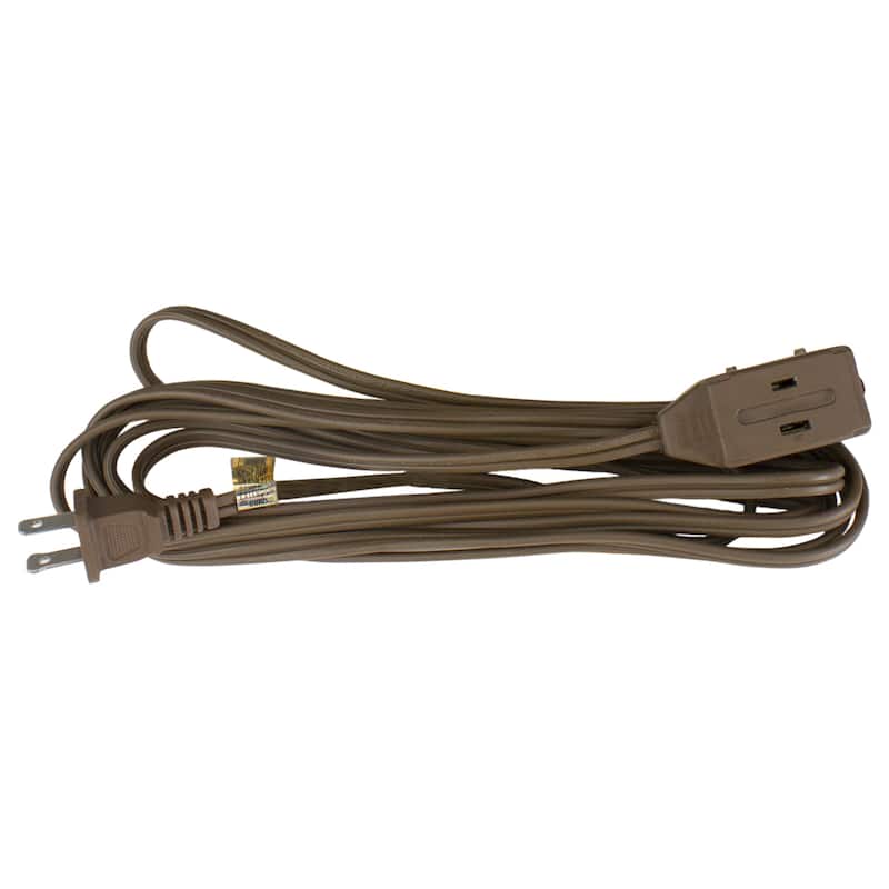 9' Indoor Power Extension Cord with 3-Outlets and Safety Lock - Brown