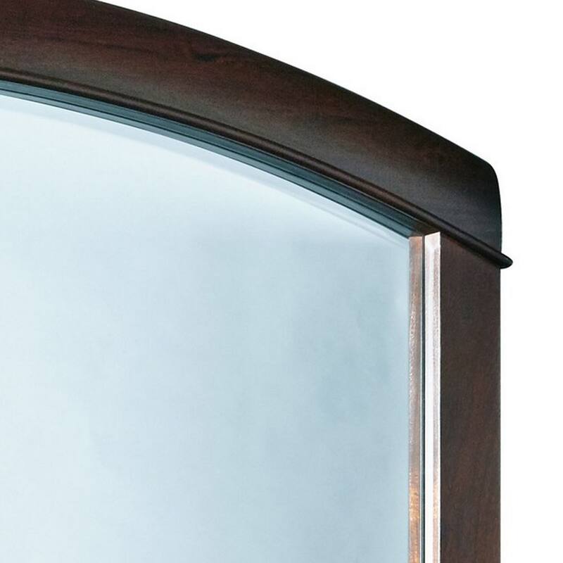 46 Inch Rectangular Arched Wooden Frame Mirror, Brown