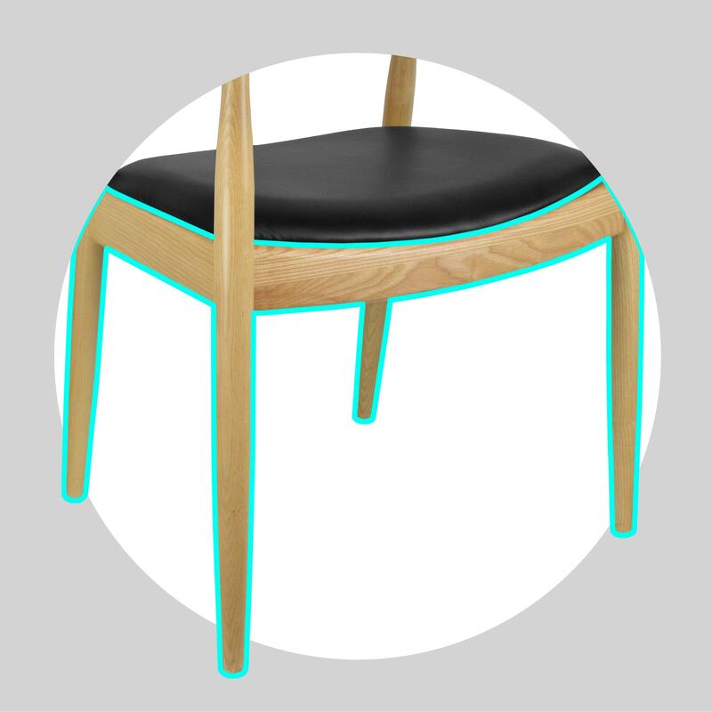 Solid Wood Elbow Kennedy Chairs Oak and Faux Leather Dining Armchair For Kitchen Bedroom Office