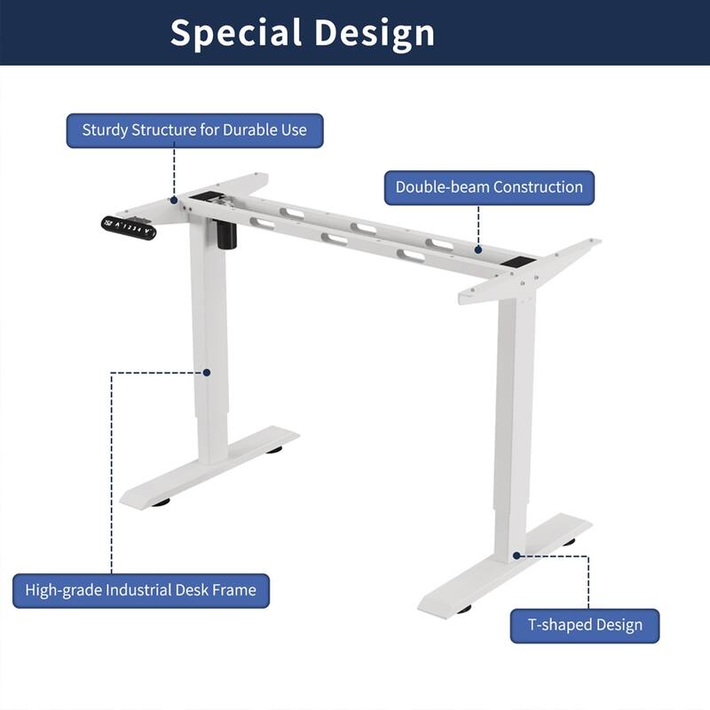 Rossetta 48" Modern Standing Lift-up Height Adjustable Desk with Built-in Side Fast-charging Port