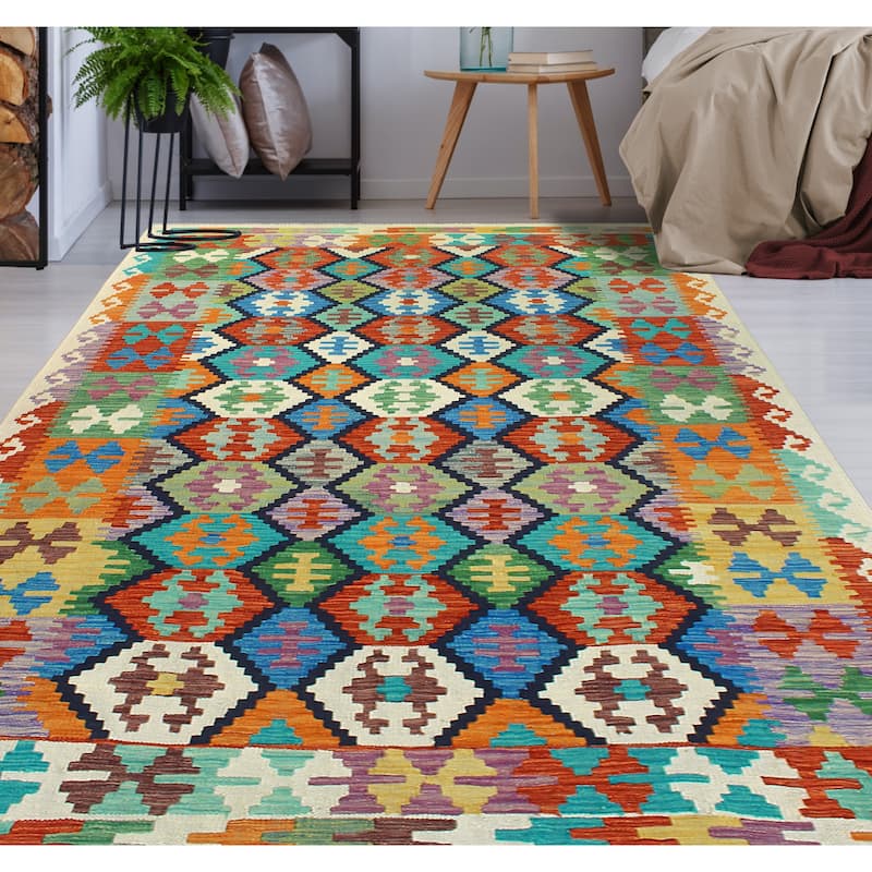 Flatweave Wakler Red/Ivory Rug - 5'7" x 7'11"