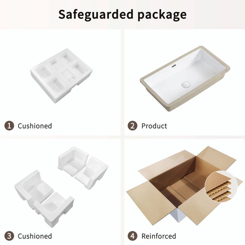 Eridanus Undermount Kitchen Sink - White Ceramic Sink, Deep Single Bowl (Without Bottom Grid and Strainer Drain