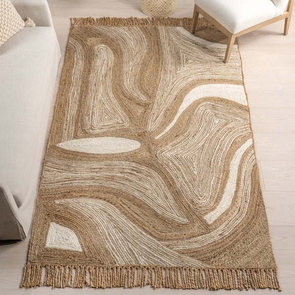 slide 2 of 9, Nuloom Dalia Jute Abstract Area Rug 4' x 6' - Natural