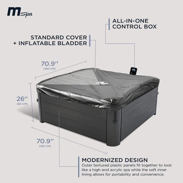 MSpa Square Bubble Spa w/Hard Exterior, Soft Lining Interior, & Hydro Jets, Oslo - 277