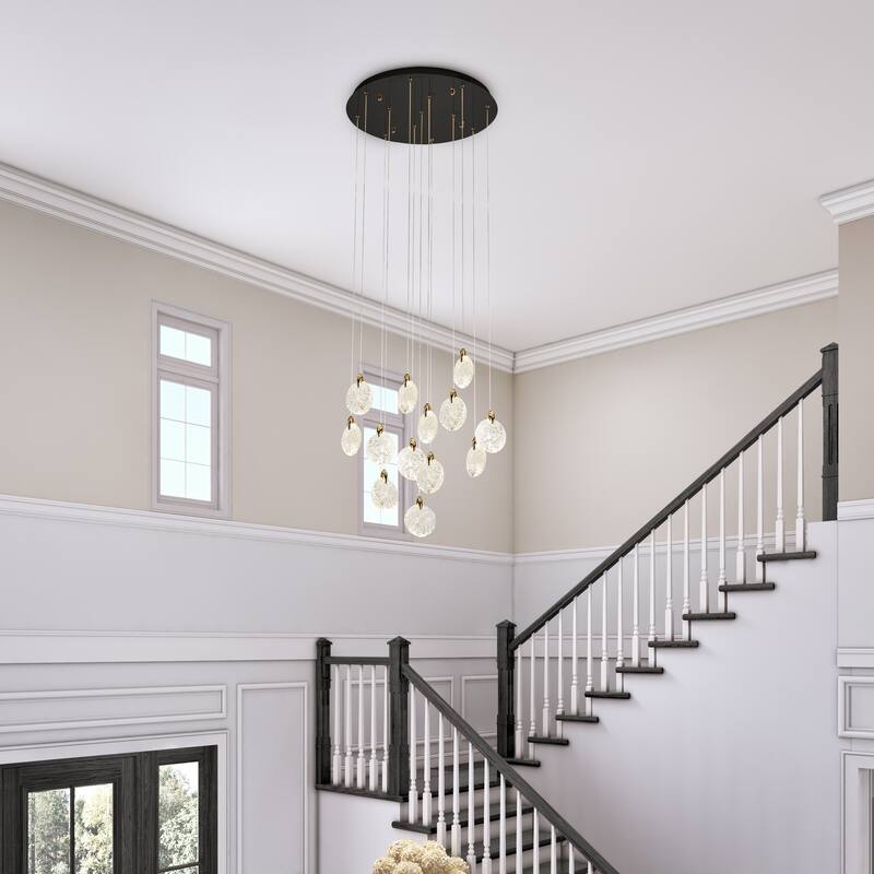 Artcraft Snowflake Chandelier - Matte Black with Satin Brass Accent