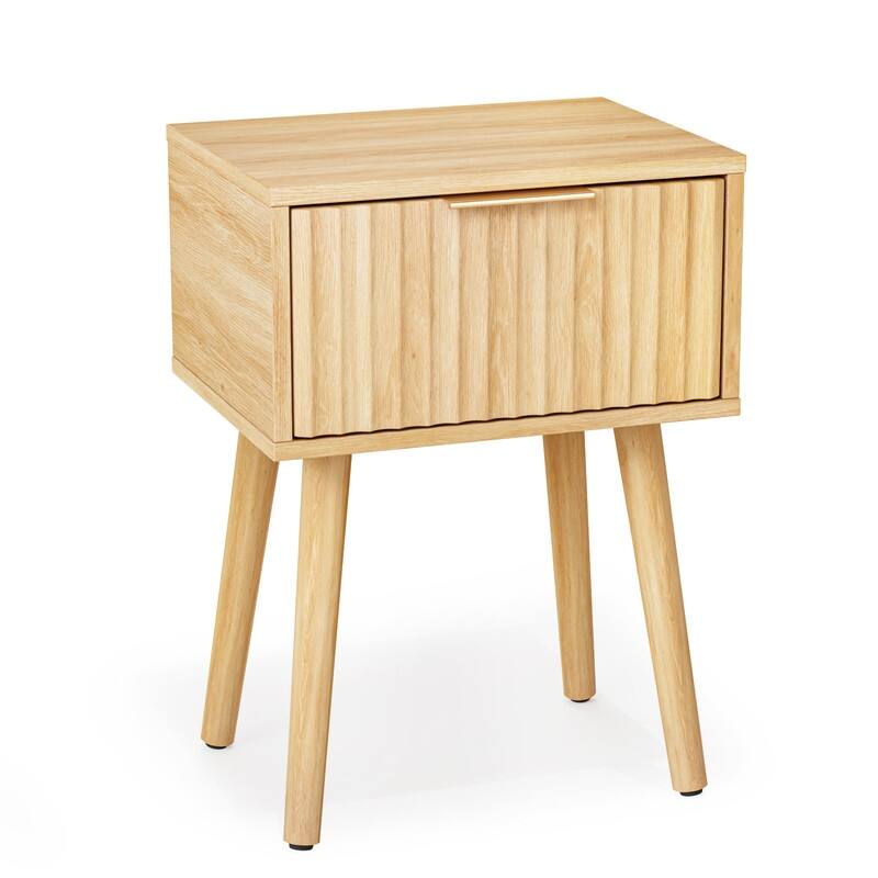15.7"W Nightstand, Particleboard & MDF, Melamine & Vacuum Forming, 1 Drawer, High Leg (2 Pcs)