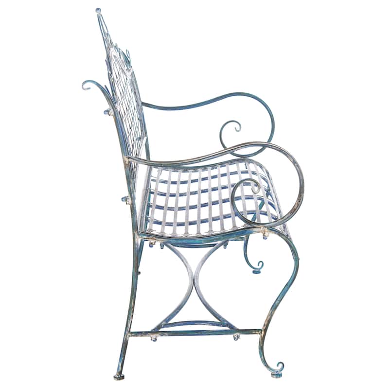 SAFAVIEH Outdoor Tinela Wrought Iron 46-inch Garden Bench - 45.8" W x 20" L x 40" H - 46Wx20Dx40H